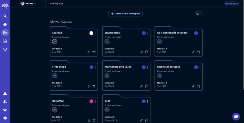 AutoML collaboration and deployment workspace